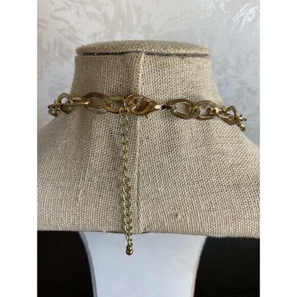 Chunky Blue & Mint Beaded Statement Necklace With Gold Chain - Picture 4 of 5